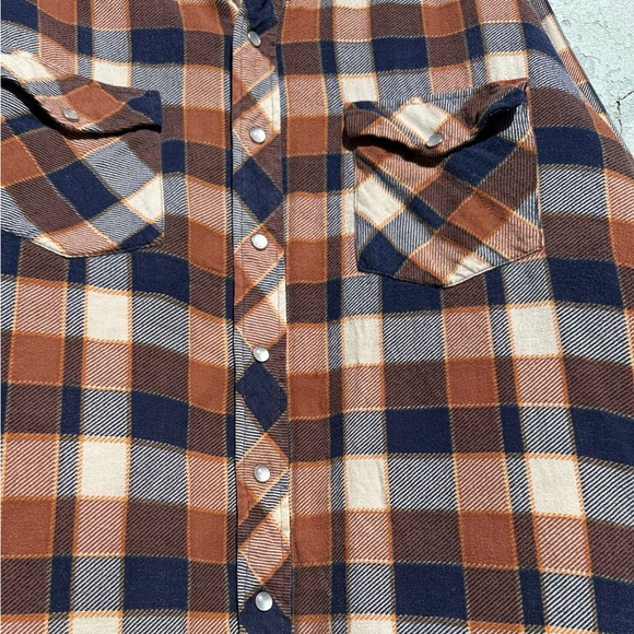 Vintage 70s 80s BAR-M RANCHER pearl snap quilted flannel - Picture 2 of 8